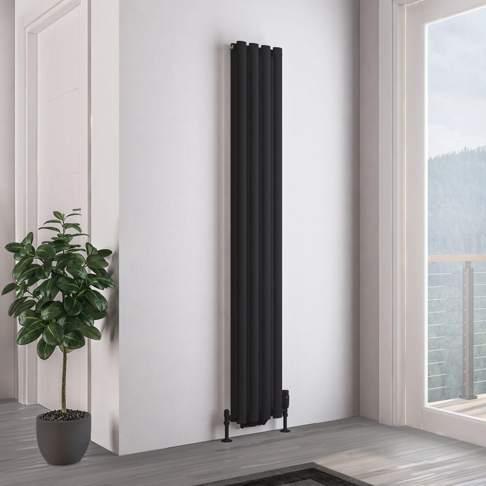Eastbrook Tunstall Double Matt Black Radiator 1800 x 280mm