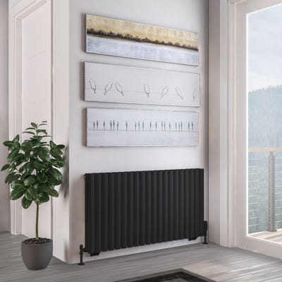 Eastbrook Tunstall Double Matt Black Radiator 600 x 1179mm