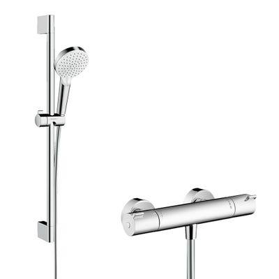 hansgrohe Crometta Ecostat Thermostatic Shower Mixer and Shower Rail