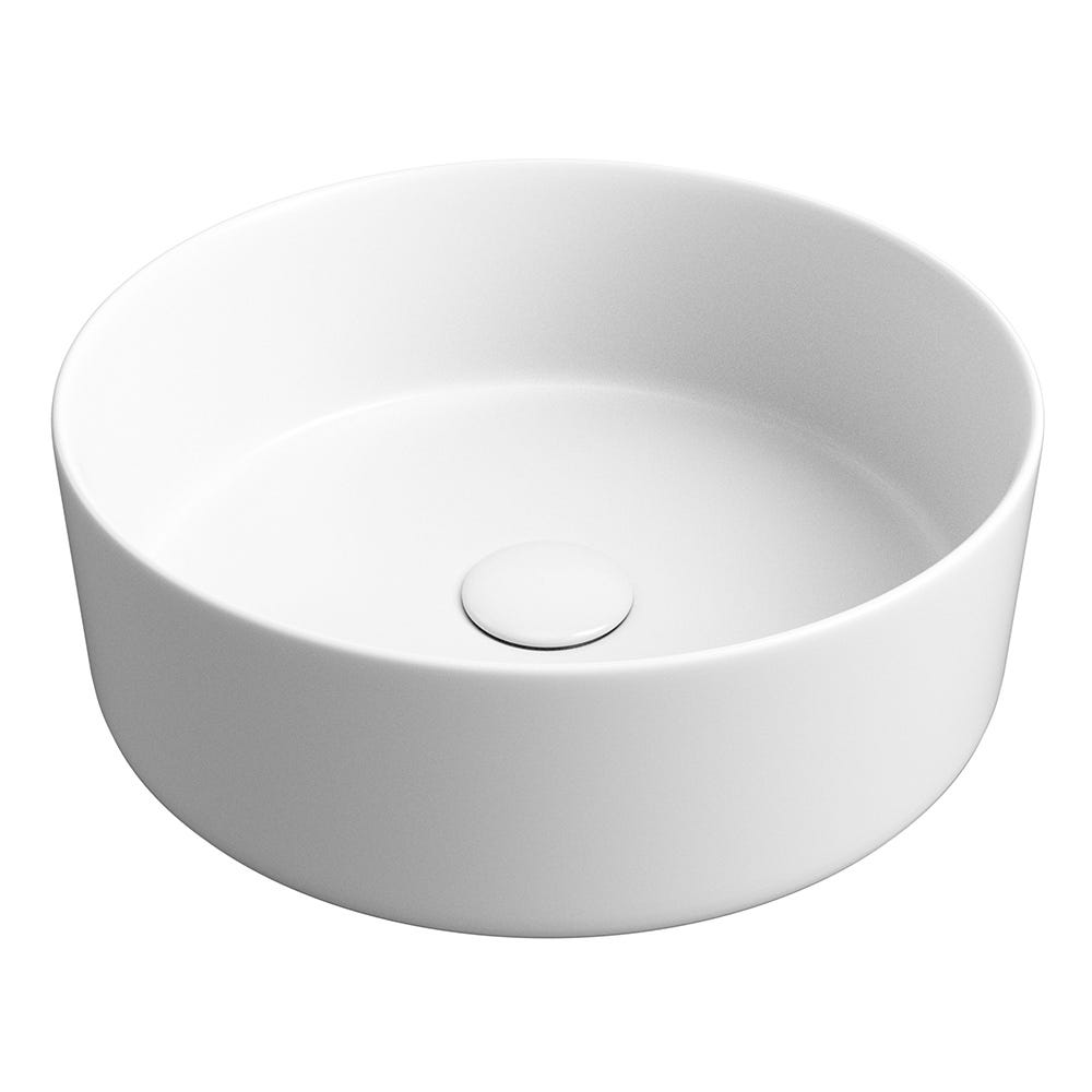 Geneva 355mm Round Ceramic Countertop Basin & Waste Matt White