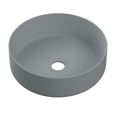 Geneva 355mm Round Ceramic Countertop Basin & Waste - Matt Grey