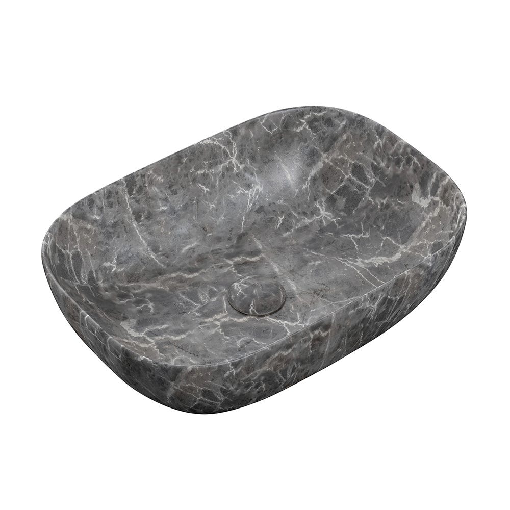 Jura 460 x 330mm Ceramic Countertop Basin & Waste Grey Marble Effect