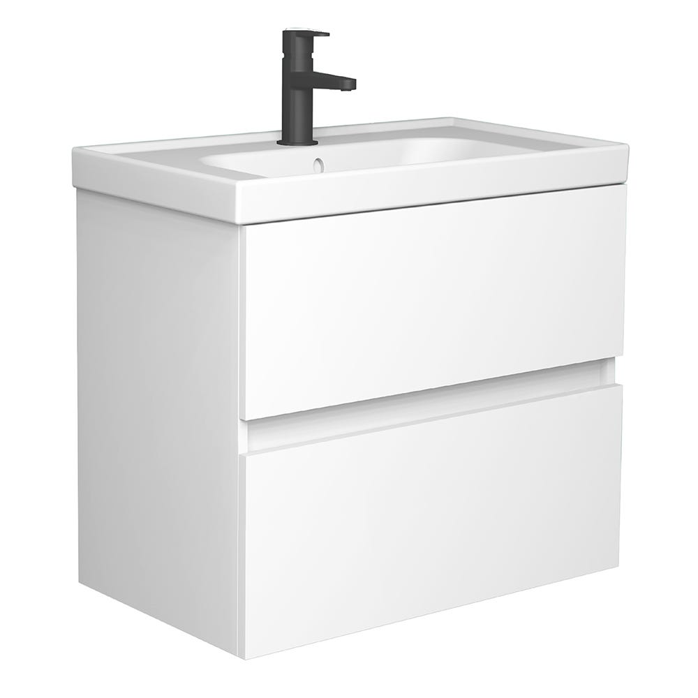 Duet 600mm 2 Drawer Wall Hung Vanity Unit & Basin Gloss White
