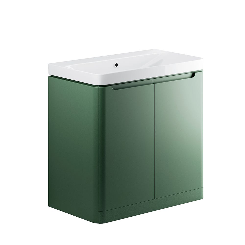 Integra 800mm 2 Door Floor Standing Vanity Unit & Basin Matt Sage Green