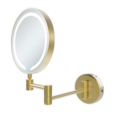 Gioia Round Cosmetic Shaving Mirror Brushed Brass