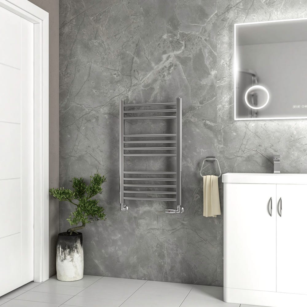 Eastbrook Wendover Polished Steel Straight Towel Radiator 800 x 500mm