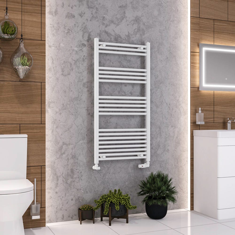 Eastbrook Wendover Gloss White Straight Towel Radiator 1200 x 600mm