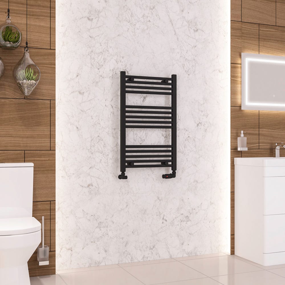 Eastbrook Wendover Matt Black Straight Towel Radiator 800 x 500mm