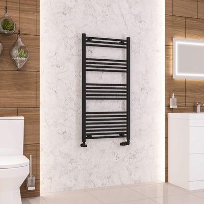 Eastbrook Wendover Matt Black Straight Towel Radiator 1200 x 600mm
