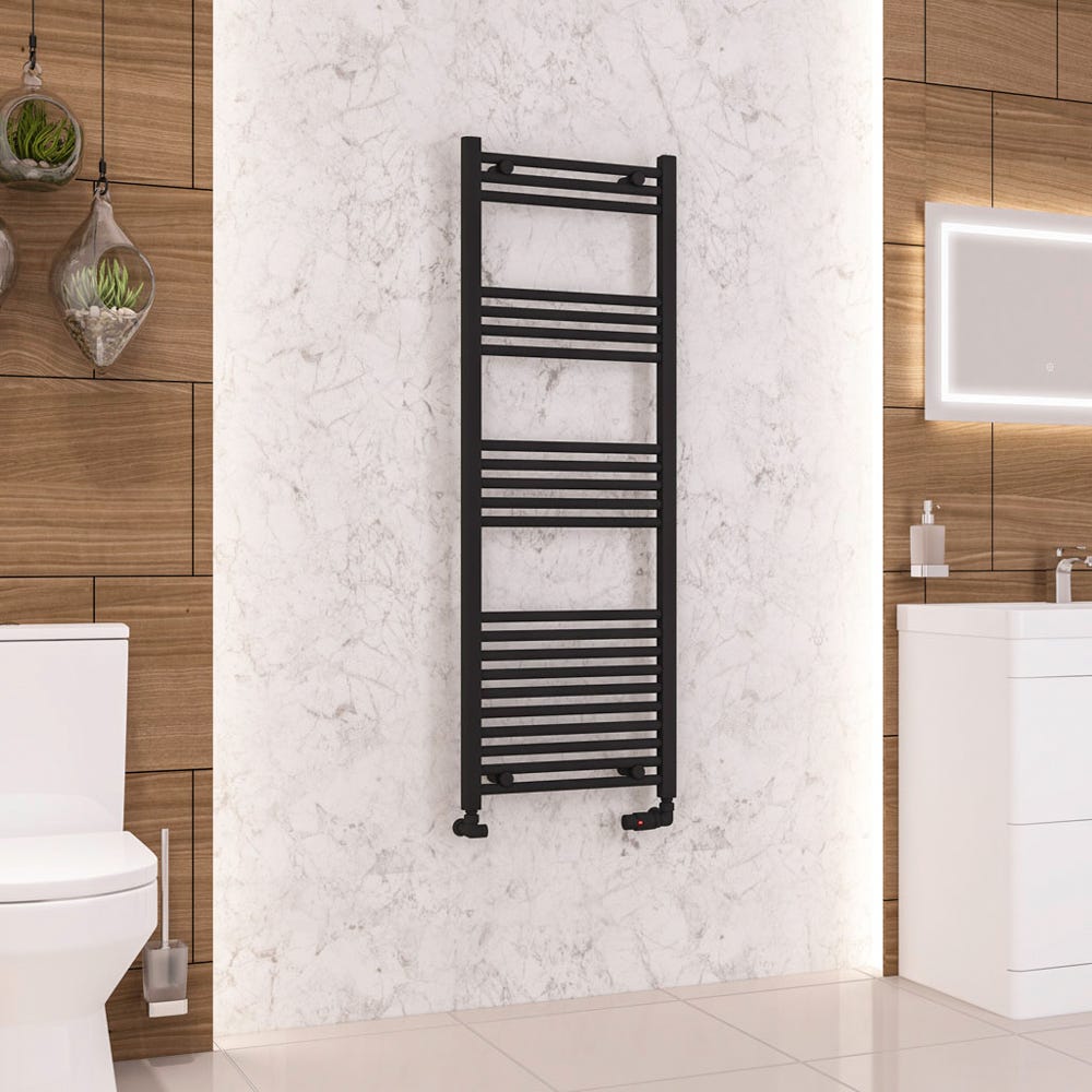 Eastbrook Wendover Matt Black Straight Towel Radiator 1400 x 500mm