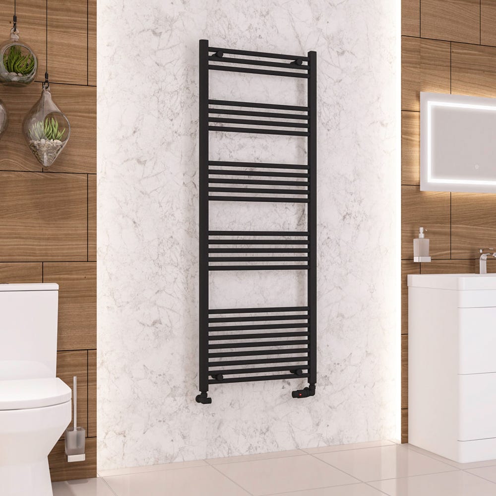 Eastbrook Wendover Matt Black Straight Towel Radiator 1600 x 600mm