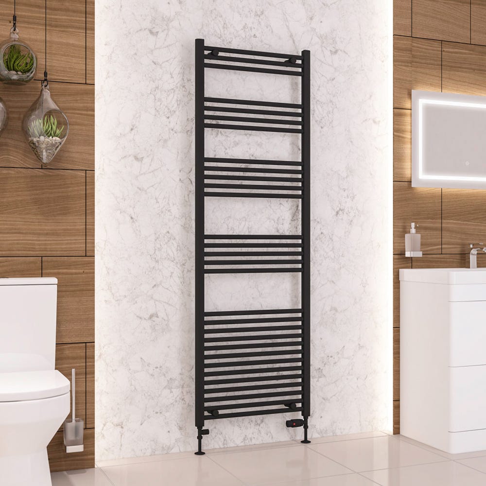 Eastbrook Wendover Matt Black Straight Towel Radiator 1800 x 600mm