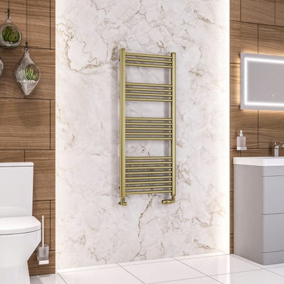 Eastbrook Wendover Brushed Brass Straight Towel Radiator 1200 x 500mm