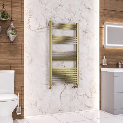 Eastbrook Wendover Brushed Brass Straight Towel Radiator 1200 x 600mm