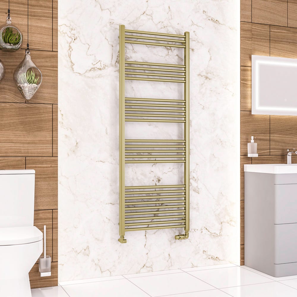 Eastbrook Wendover Brushed Brass Straight Towel Radiator 1600 x 600mm