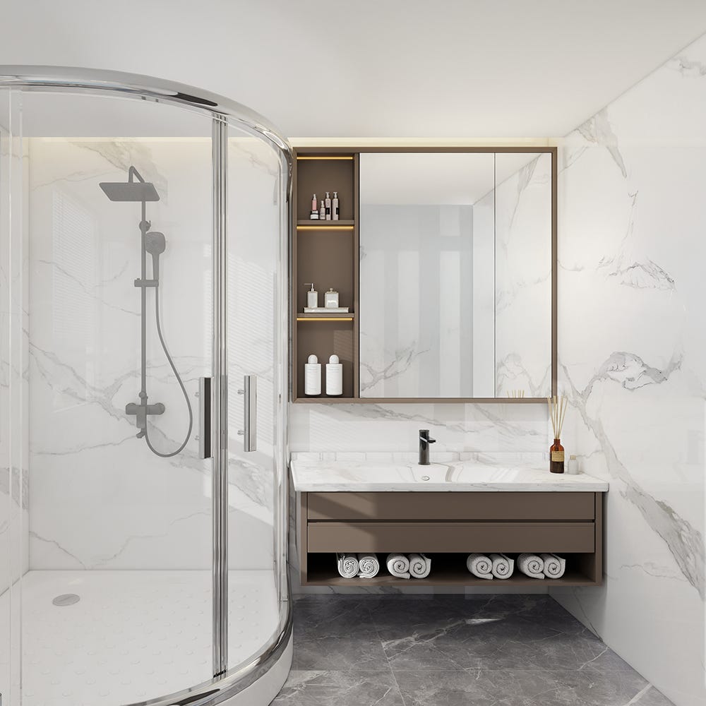 Carrara Marble Gloss Solid Core T&G 8mm PVC Bathroom Wall Panel