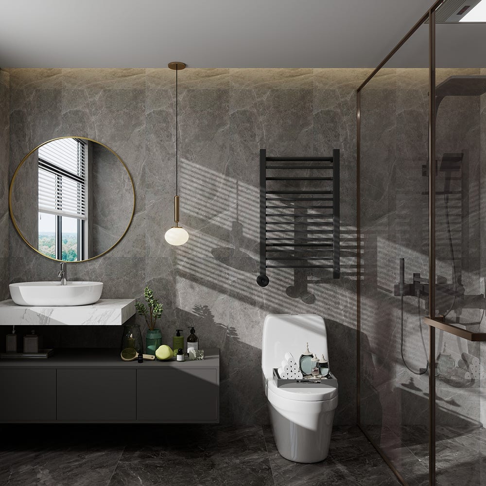 Grey Marble Gloss Solid Core T&G 8mm PVC Bathroom Wall Panel