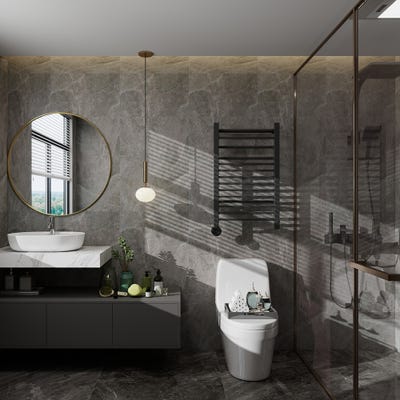 Grey Marble Gloss Solid Core T&G 8mm PVC Bathroom Wall Panel