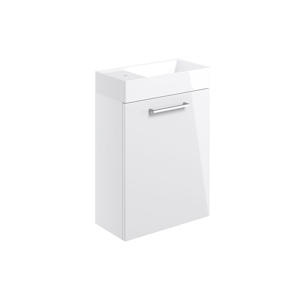Volte 410mm 1 Door Wall Hung Vanity Unit & Basin White Gloss