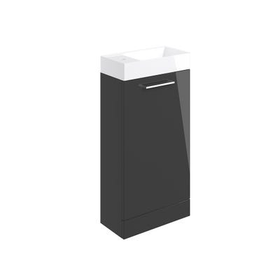 Volte 410mm 1 Door Floor Standing Vanity Unit & Basin Anthracite Gloss