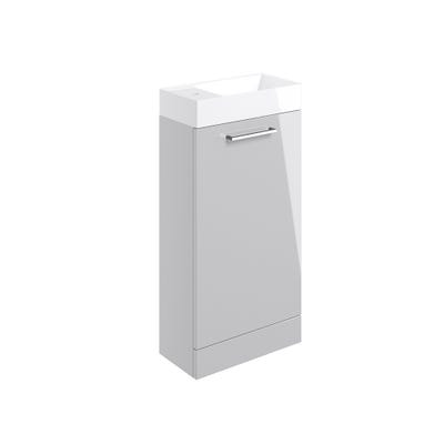 Volte 410mm 1 Door Floor Standing Cloakroom Vanity Unit & Basin Grey Gloss