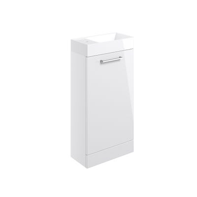 Volte 410mm 1 Door Floor Standing Vanity Unit & Basin White Gloss