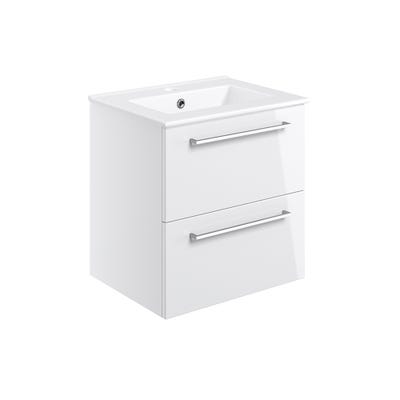 Volte 510mm 2 Drawer Wall Hung Vanity Unit & Basin White Gloss