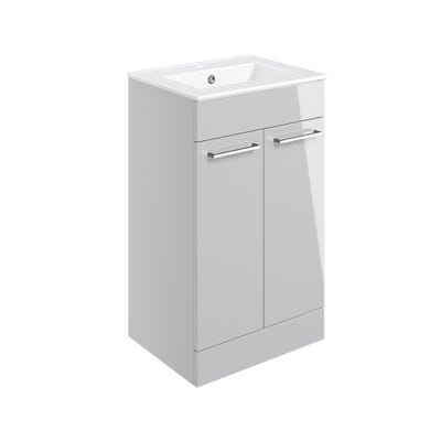 Volte 510mm 2 Door Floor Standing Vanity Unit & Basin Grey Gloss
