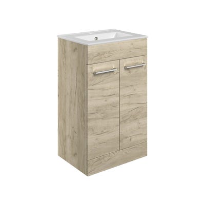 Volte 510mm 2 Door Floor Standing Vanity Unit & Basin Oak
