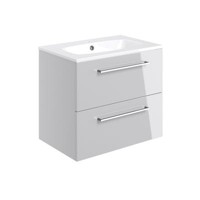 Volte 610mm 2 Drawer Wall Hung Vanity Unit & Basin Grey Gloss