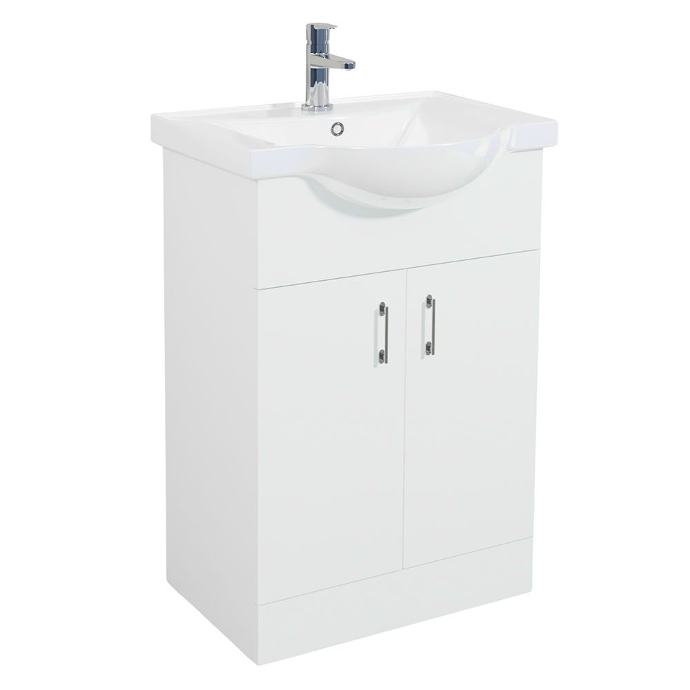 Alt 550mm 2 Door Vanity Unit & Basin Gloss White