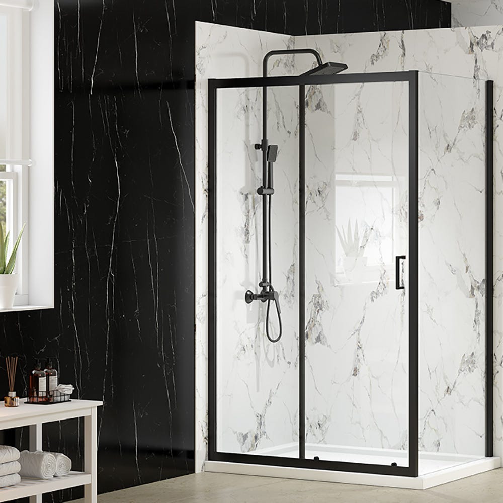 Merlyn Mbox 800mm Side Shower Panel Matt Black