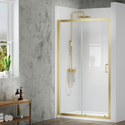 Merlyn Mbox 1100mm Sliding Shower Door Brushed Brass