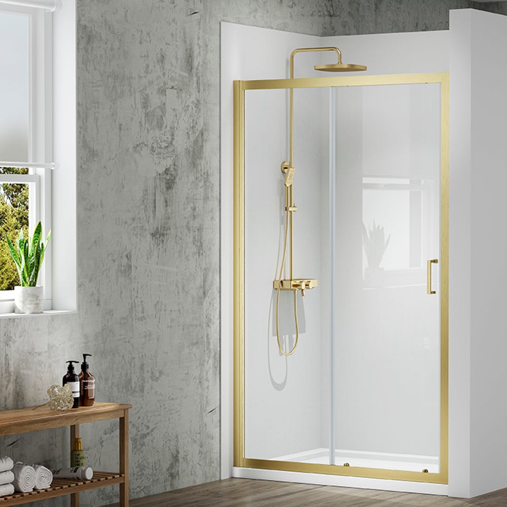Merlyn Mbox 1200mm Sliding Shower Door Brushed Brass