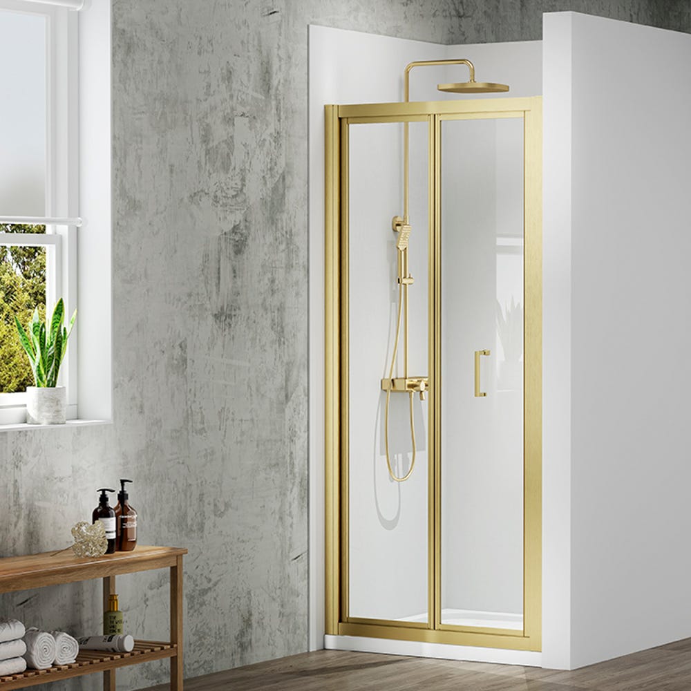 Merlyn Mbox 800mm Bi-Fold Shower Door Brushed Brass