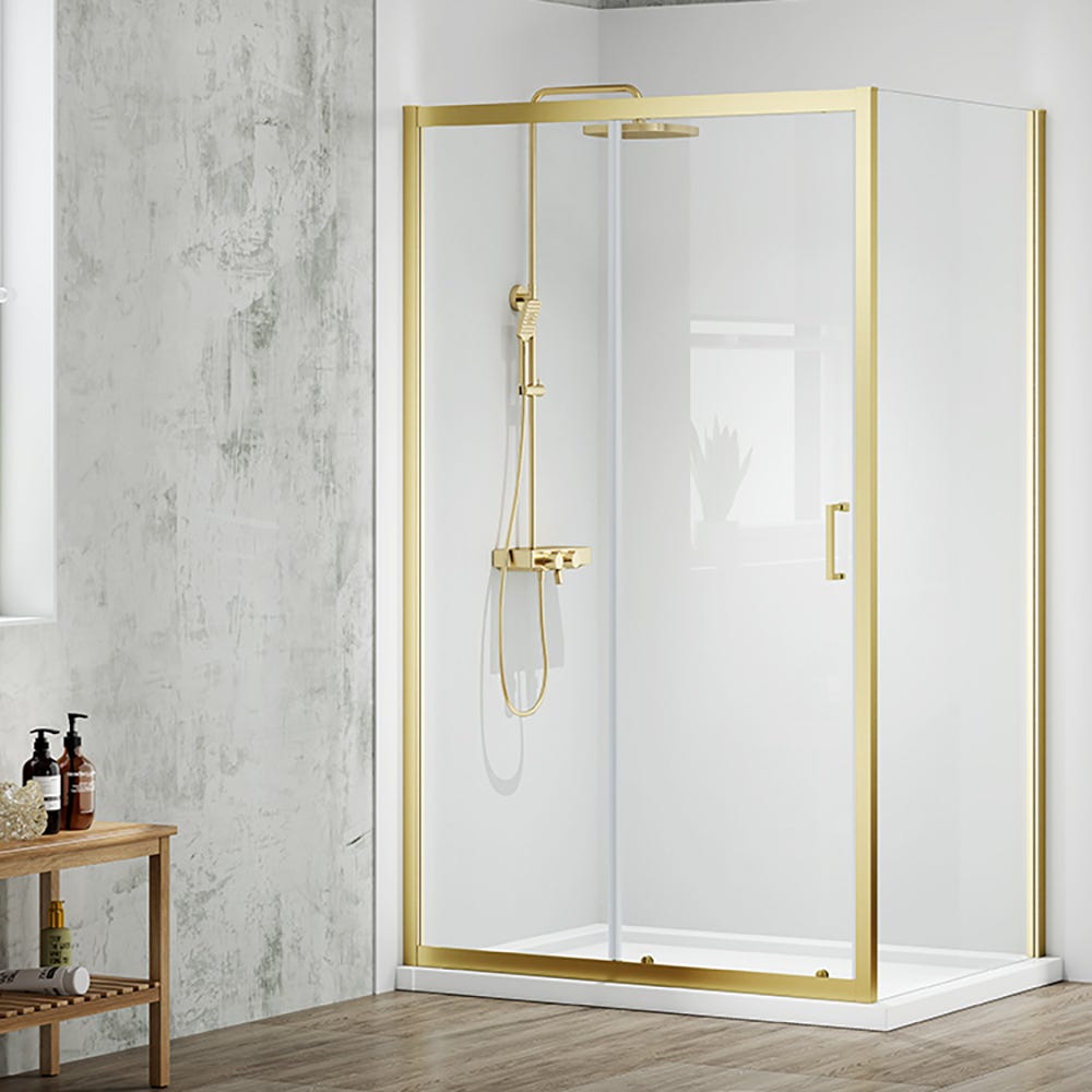 Merlyn Mbox 1000mm Side Shower Panel Brushed Brass