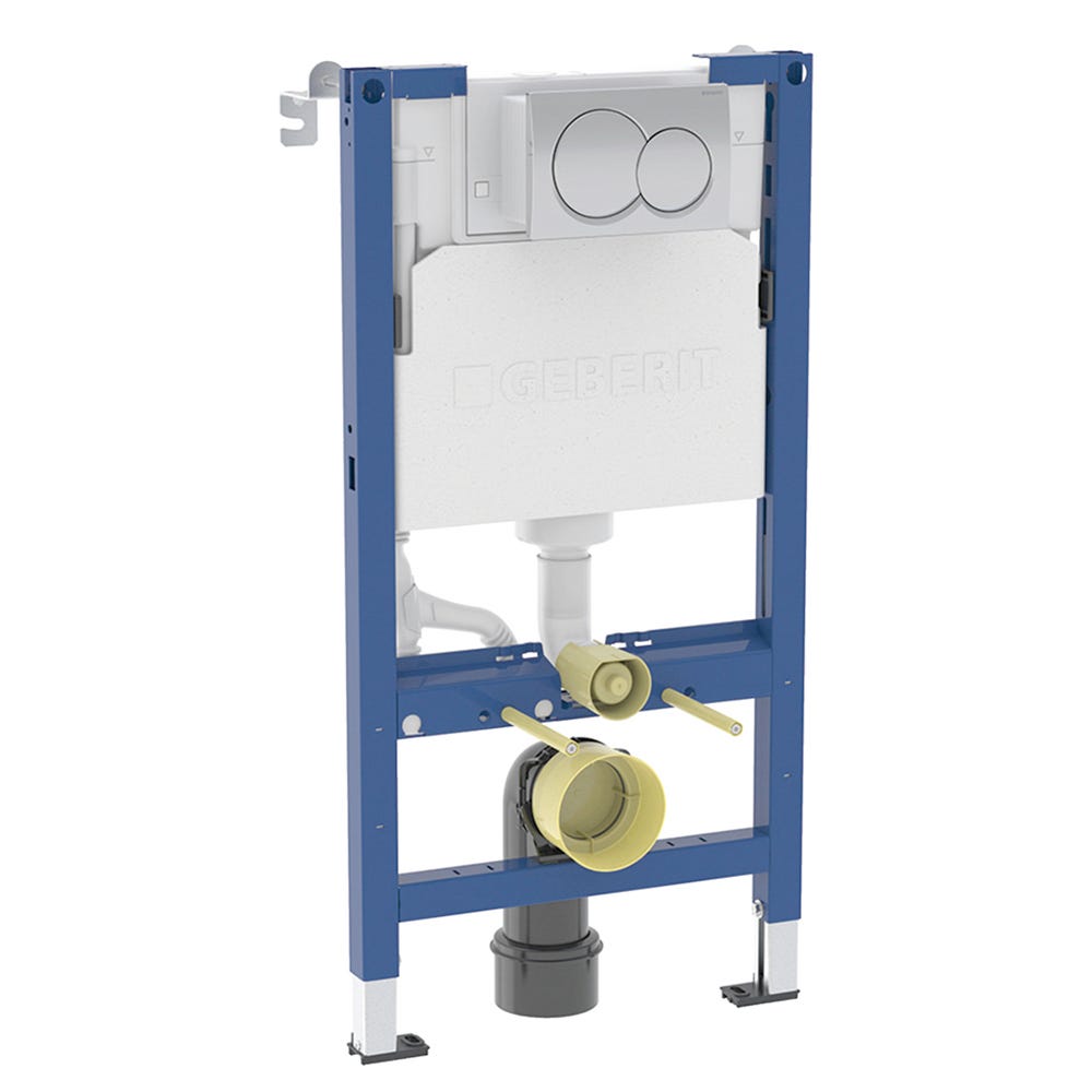 Geberit Duofix 0.98m Wall Hung WC Frame with Alpha Cistern & Round Flush Plate