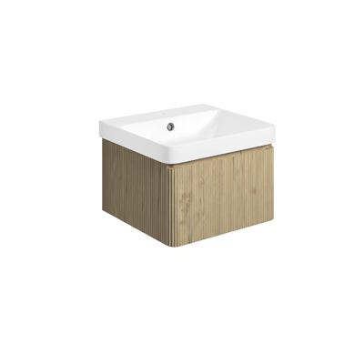 Kova 500mm 1 Drawer Wall Hung Vanity Unit & Basin Textured Oak