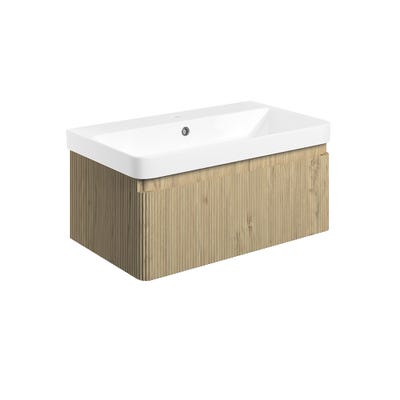Kova 805mm 1 Drawer Wall Hung Vanity Unit & Basin Textured Oak