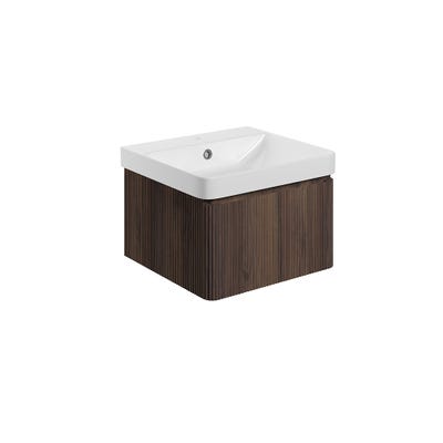 Kova 500mm 1 Drawer Wall Hung Vanity Unit & Basin Textured Walnut