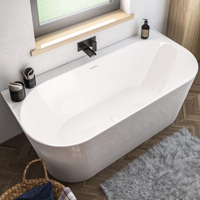 Brockland Back to Wall Freestanding Bath 1600mm x 750mm White