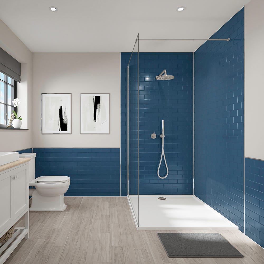 Wetwall Tile Effect Bathroom Wall Panel Navy