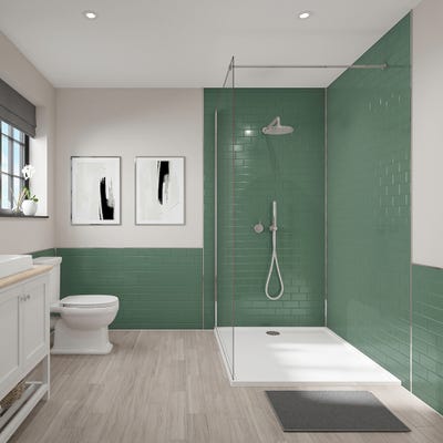 Wetwall Tile Effect Bathroom Wall Panel Moss