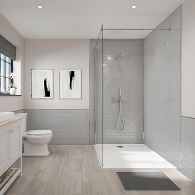 Wetwall Tile Effect Bathroom Wall Panel Grey