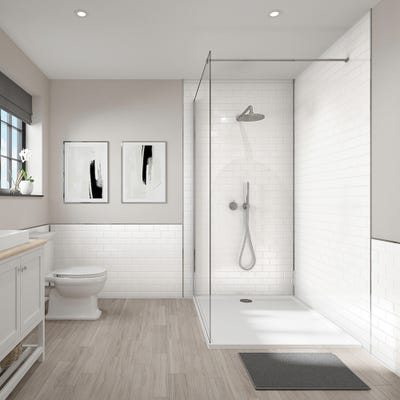 Wetwall Tile Effect Bathroom Wall Panel Pure White