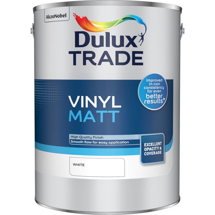 Dulux Trade Vinyl Matt White 5L Dulux Trade Vinyl Matt White 5L