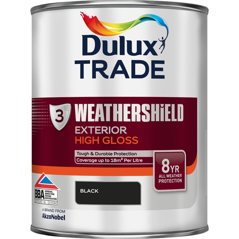 Dulux Trade Weathershield Exterior High Gloss Black 1L