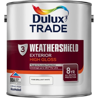 Dulux Trade Weathershield Ext High Gloss Pure Brilliant White 2.5L