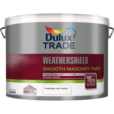 Dulux Trade Weathershield Smooth Masonry Paint Pure Brilliant White 10L