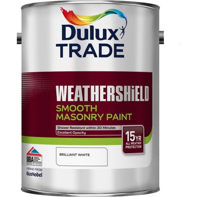 Dulux Trade Weathershield Smooth Masonry Paint Pure Brilliant White 5L